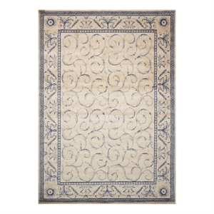 Nourison Somerset Rectangle Traditional Polyester Acrylic Area Rug in Ivory/Blue