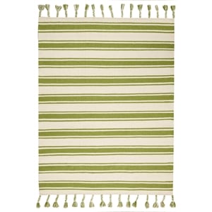Nourison Solano Rectangle Wool Cotton and Polyester Area Rug in Ivory/Green