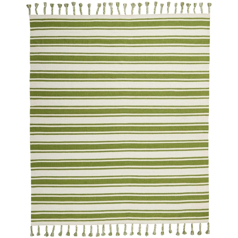 Nourison Solano Rectangle Wool Cotton and Polyester Area Rug in Ivory/Green