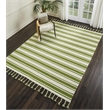 Nourison Solano Rectangle Wool Cotton and Polyester Area Rug in Ivory/Green