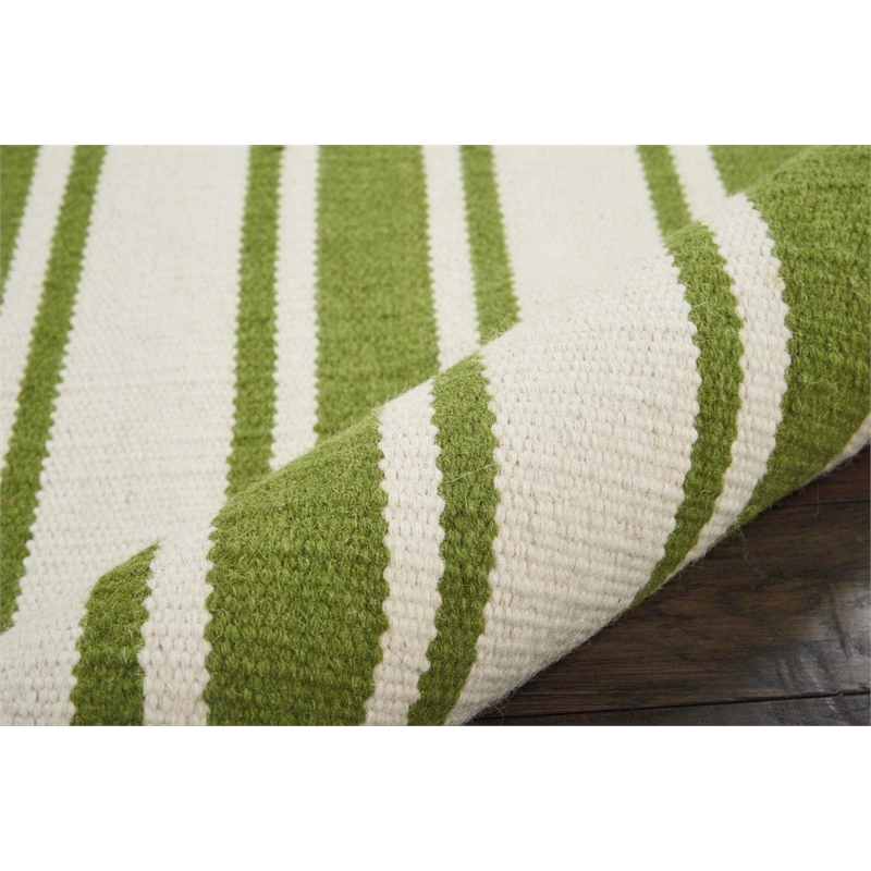 Nourison Solano Rectangle Wool Cotton and Polyester Area Rug in Ivory/Green