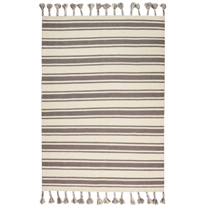 Nourison Solano Rectangle Wool Cotton and Polyester Area Rug in Ivory/Gray