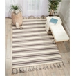 Nourison Solano Rectangle Wool Cotton and Polyester Area Rug in Ivory/Gray