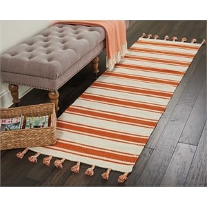 Nourison Solano Runner Wool Cotton and Polyester Area Rug in Ivory/Orange