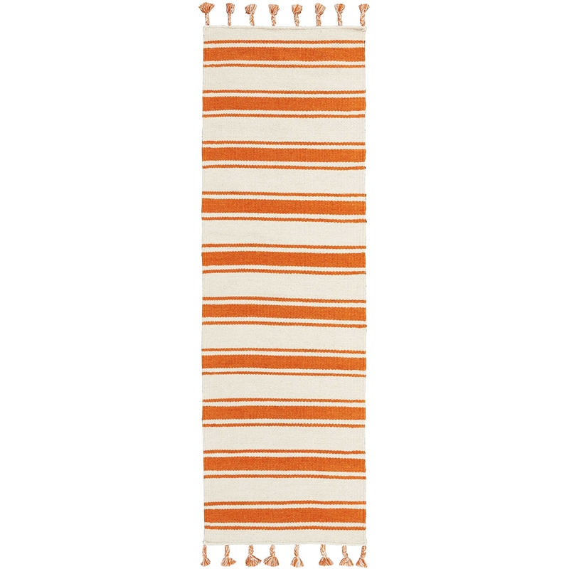 Nourison Solano Runner Wool Cotton and Polyester Area Rug in Ivory/Orange