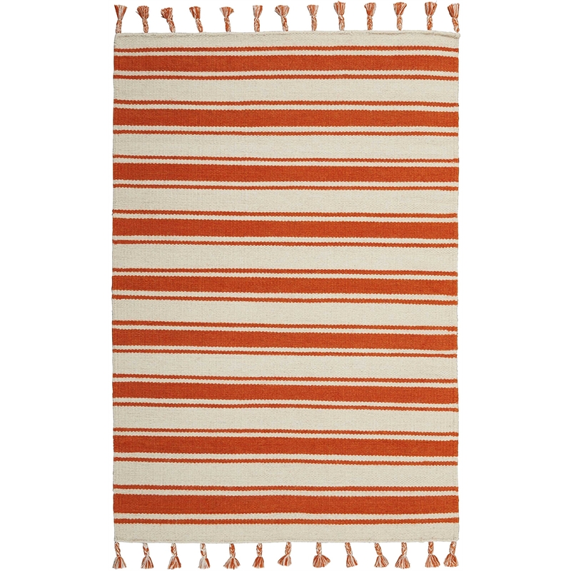Nourison Solano Rectangle Wool Cotton and Polyester Area Rug in Ivory/Orange