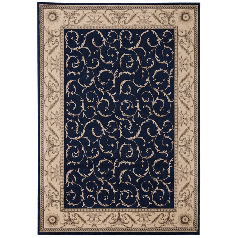 Nourison Somerset Rectangle Traditional Polyester Acrylic Area Rug in Navy