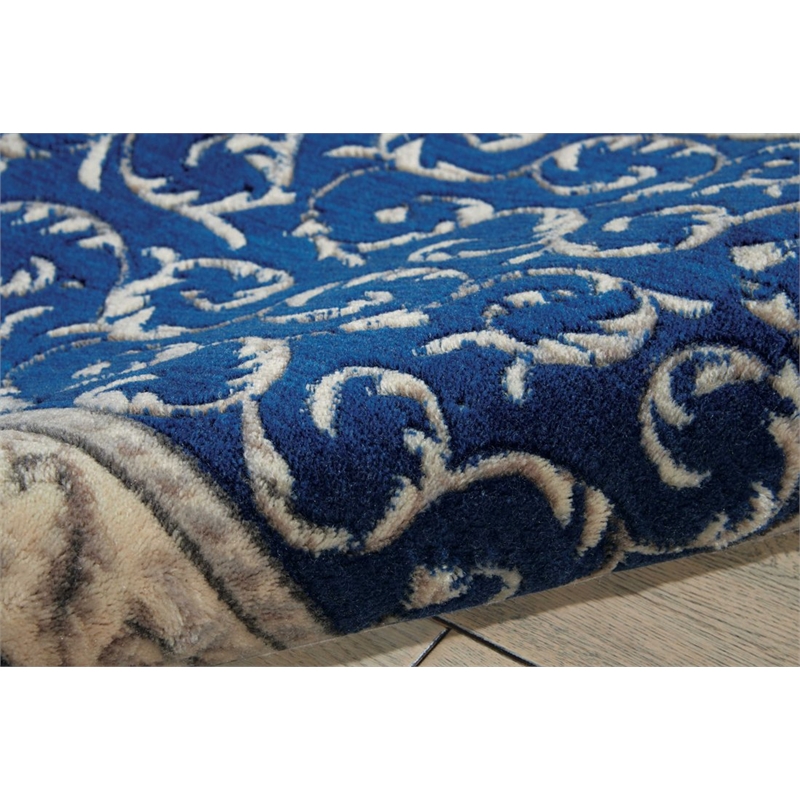 Nourison Somerset Rectangle Traditional Polyester Acrylic Area Rug in Navy