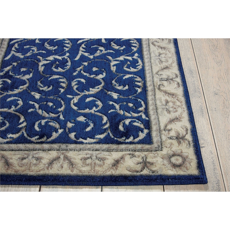 Nourison Somerset Rectangle Traditional Polyester Acrylic Area Rug in Navy