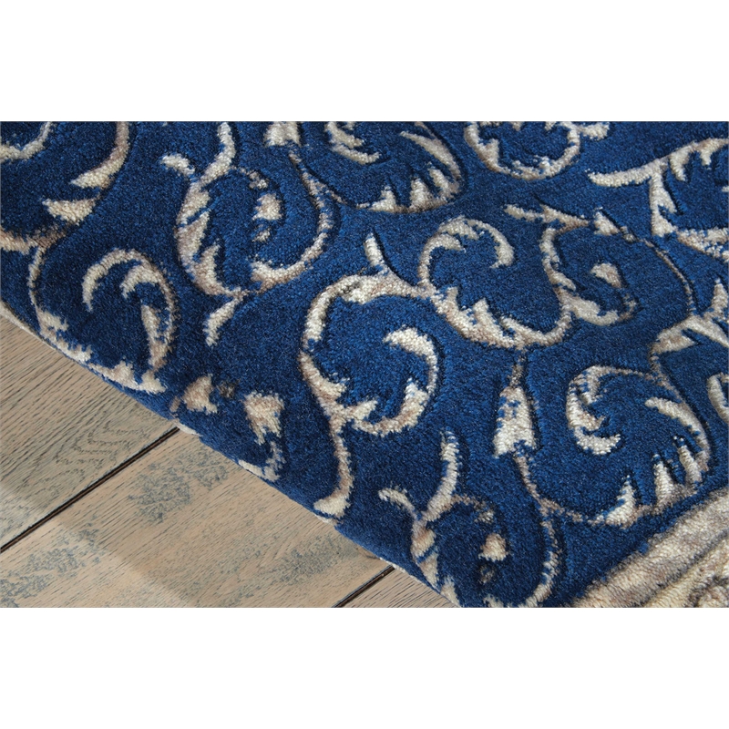 Nourison Somerset Rectangle Traditional Polyester Acrylic Area Rug in Navy