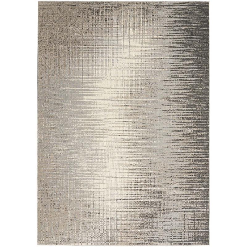 Nourison Soma Rectangle Contemporary Polyester Area Rug in Gray/Ivory