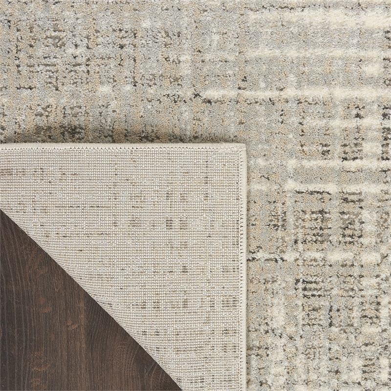 Nourison Soma Rectangle Contemporary Polyester Area Rug in Gray/Ivory