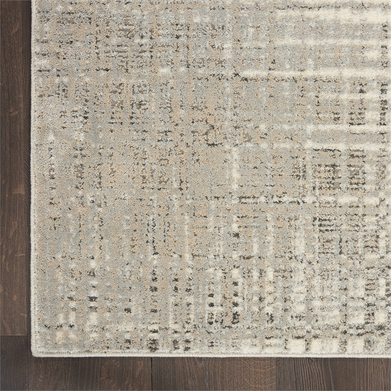 Nourison Soma Rectangle Contemporary Polyester Area Rug in Gray/Ivory