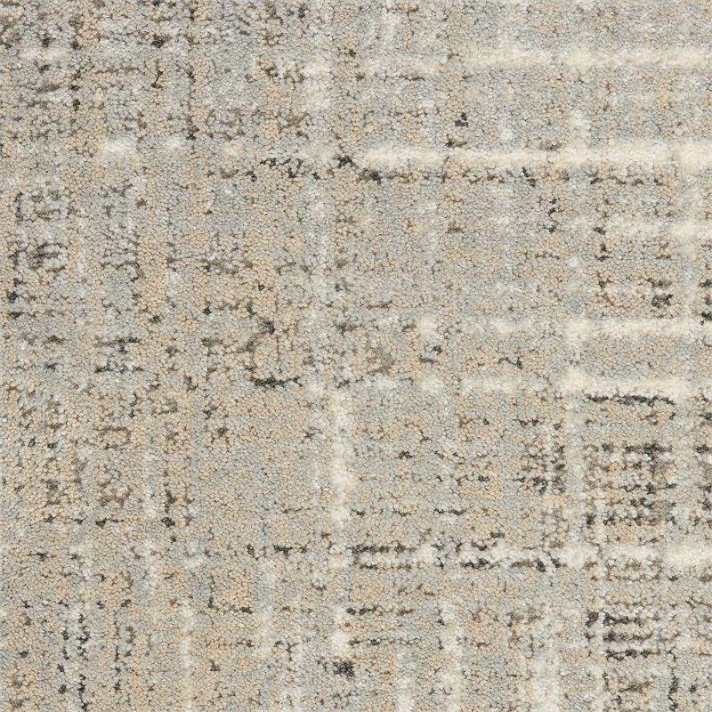 Nourison Soma Rectangle Contemporary Polyester Area Rug in Gray/Ivory
