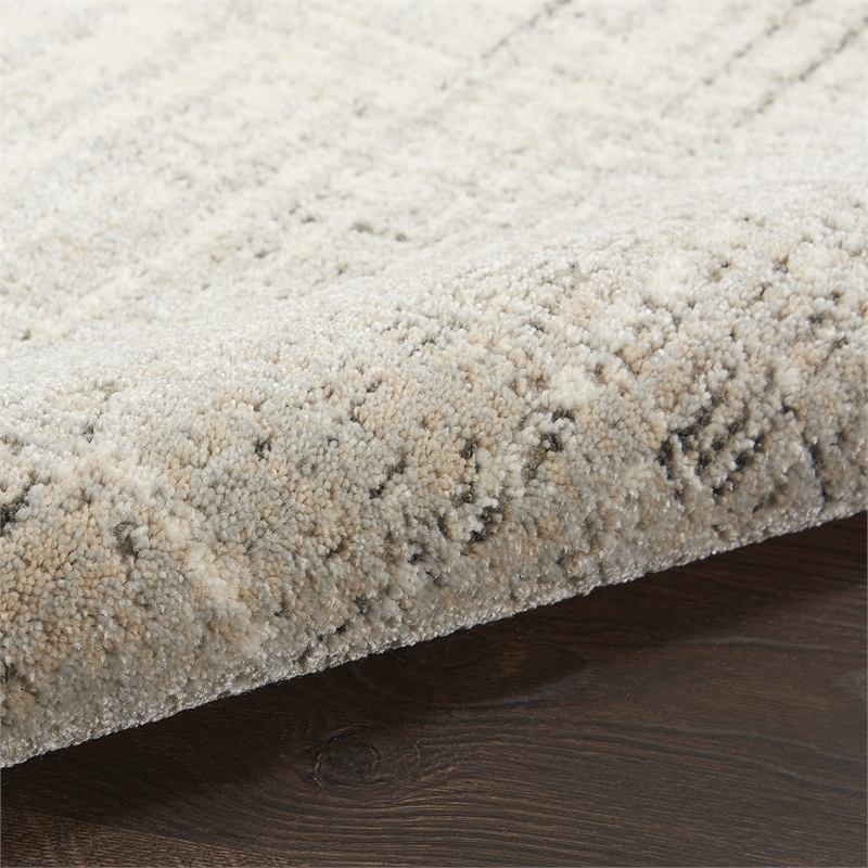 Nourison Soma Rectangle Contemporary Polyester Area Rug in Gray/Ivory