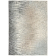 Nourison Soma Rectangle Contemporary Polyester Area Rug in Teal/Gray