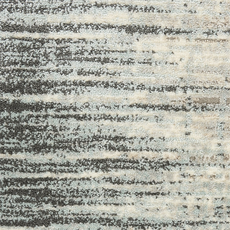 Nourison Soma Rectangle Contemporary Polyester Area Rug in Teal/Gray
