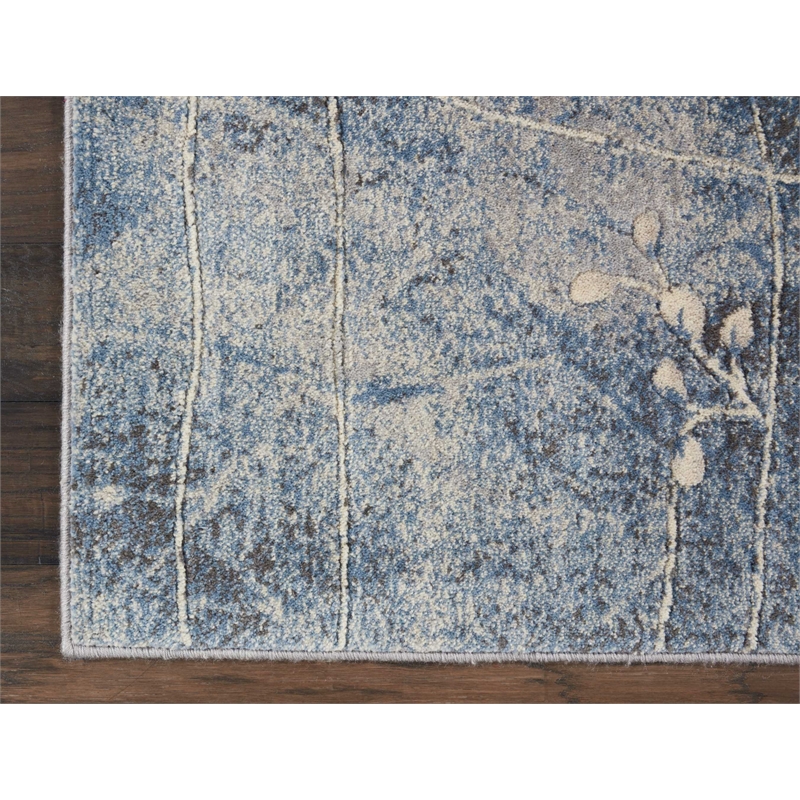 Nourison Somerset 10' Runner Gray and Blue Fabric Bohemian Area Rug (10' Runner)