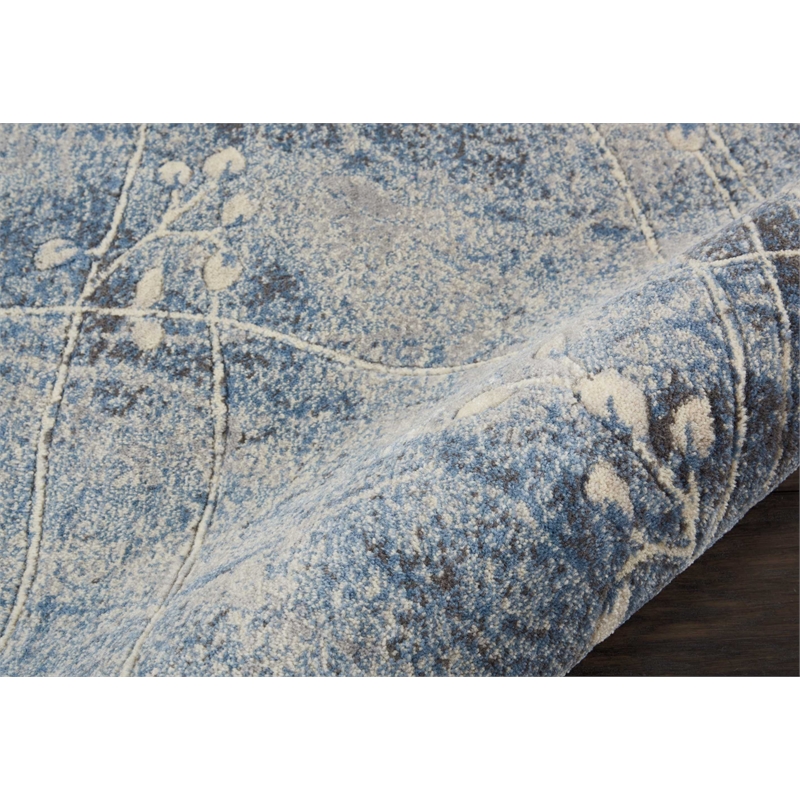 Nourison Somerset 10' Runner Gray and Blue Fabric Bohemian Area Rug (10' Runner)