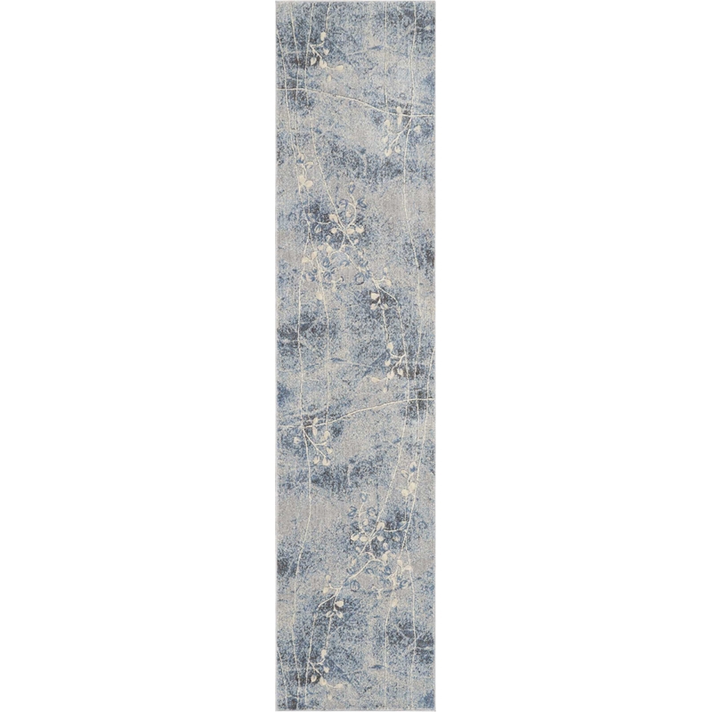 Nourison Somerset 10' Runner Gray and Blue Fabric Bohemian Area Rug (10' Runner)
