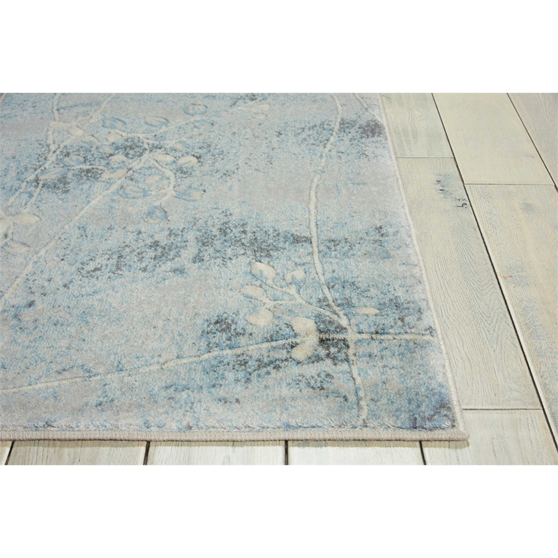 Nourison Somerset 8' Runner Gray and Blue Fabric Bohemian Area Rug (8' Runner)