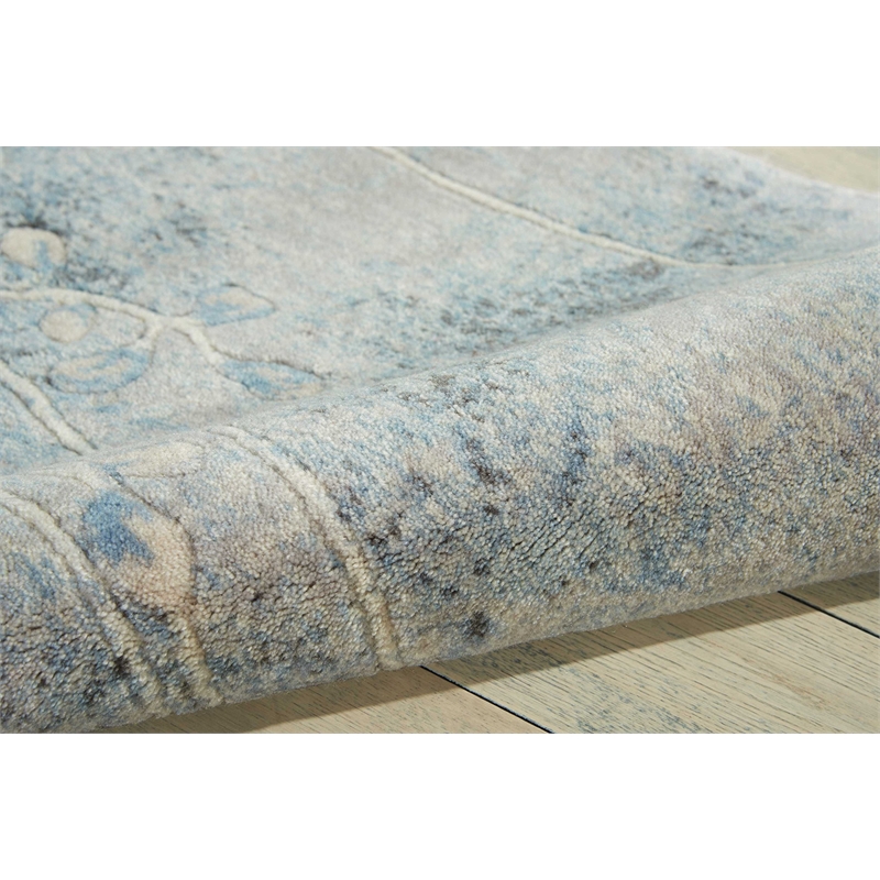 Nourison Somerset 8' Runner Gray and Blue Fabric Bohemian Area Rug (8' Runner)