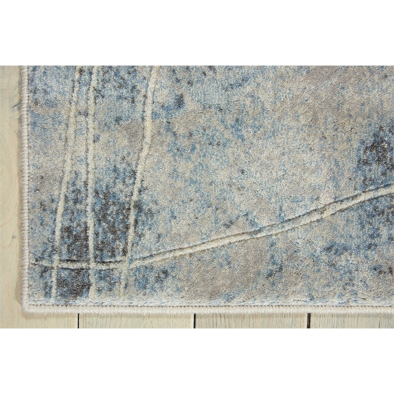 Nourison Somerset 8' Runner Gray and Blue Fabric Bohemian Area Rug (8' Runner)
