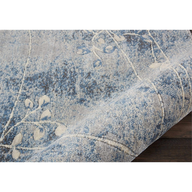 Nourison Somerset 3' x 4' Gray and Blue Fabric Bohemian Area Rug (3' x 4')