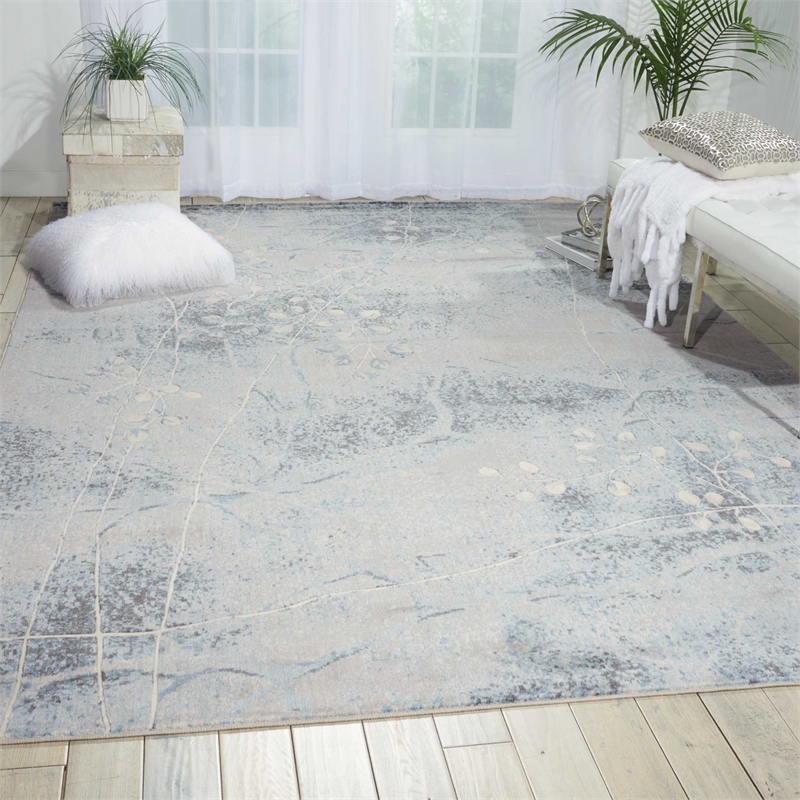 Nourison Somerset 4' x 6' Gray and Blue Fabric Bohemian Area Rug (4' x 6')
