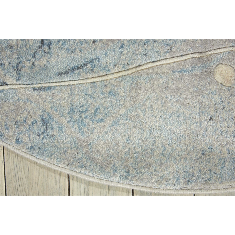 Nourison Somerset 6' x Round Gray and Blue Fabric Bohemian Area Rug (6' Round)