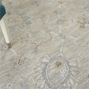 Nourison Asher 111x151&quot Rectangle Traditional Fabric Area Rug in Gray/Charcoal