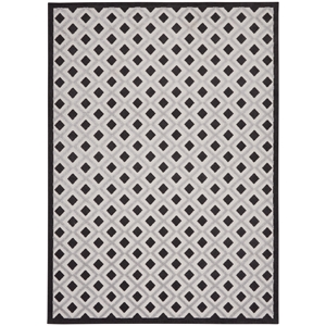 Nourison Aloha 108x144&quot Rectangle Fabric Indoor/Outdoor Area Rug in Black/Gray