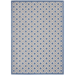 Nourison Aloha 108x144&quot Rectangle Fabric Diamond Motif Area Rug in Blue/Gray