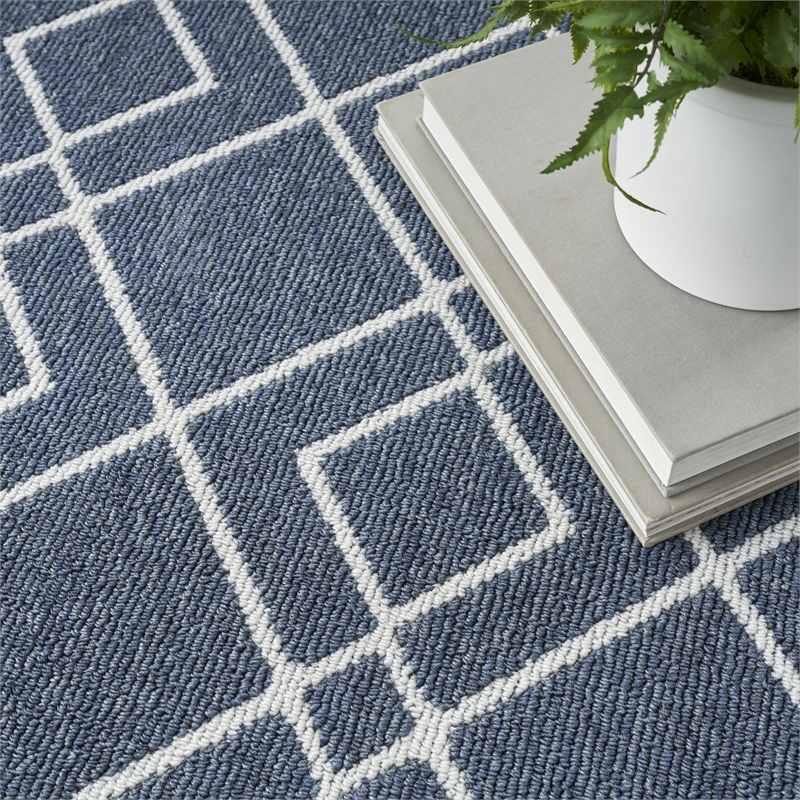 Nourison Modern Lines 5' x 7' Denim Modern Indoor Rug Polypropylene