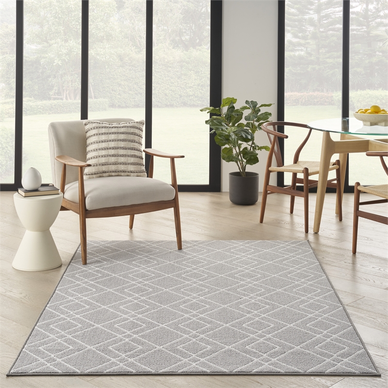 Nourison Modern Lines 5' x 7' Silver Modern Indoor Rug Polypropylene
