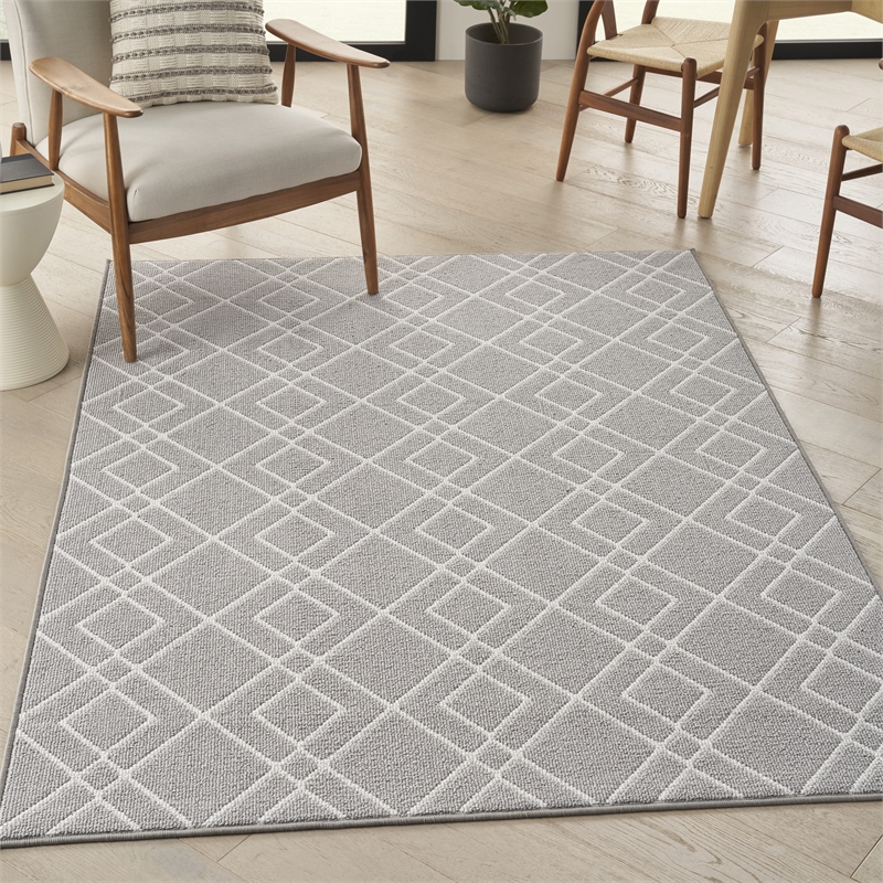 Nourison Modern Lines 5' x 7' Silver Modern Indoor Rug Polypropylene
