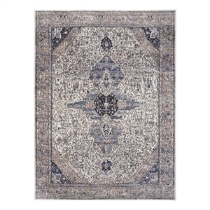Nourison Washable Brilliance 5'3&quot x 7'3&quot Ivory Blue Vintage Indoor Rug Polyester