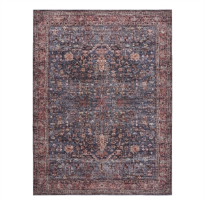 Nourison Washable Brilliance 5'3&quot x 7'3&quot Navy/Brick Vintage Indoor Rug Polyester