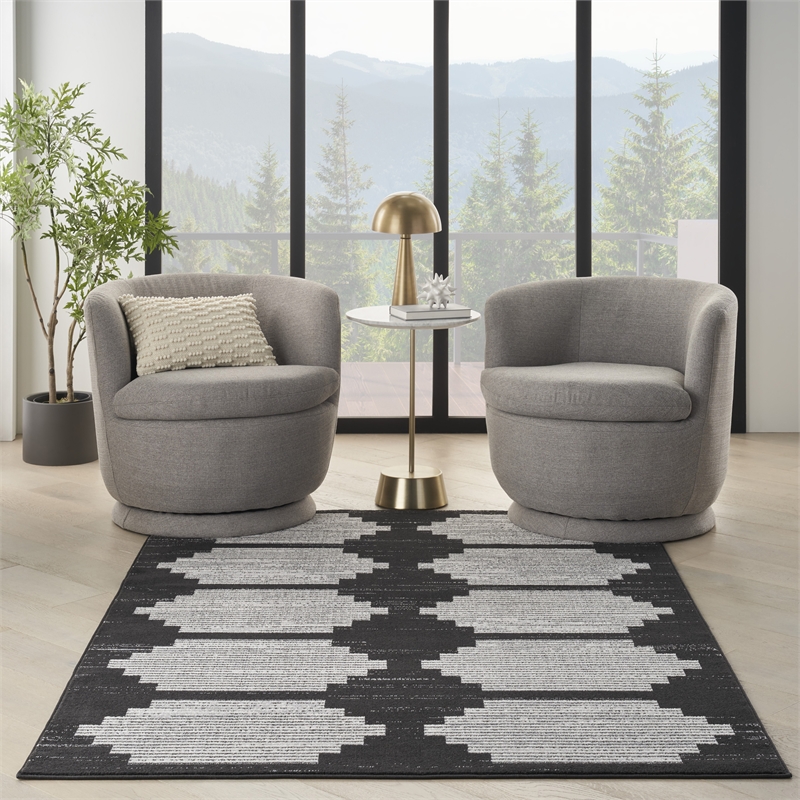 Nourison Modern Passion 6' x 9' Blk/Grey Mid-Century Modern Indoor Rug