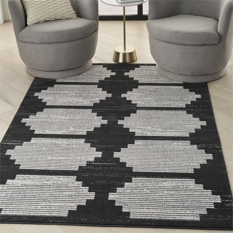 Nourison Modern Passion 6' x 9' Blk/Grey Mid-Century Modern Indoor Rug