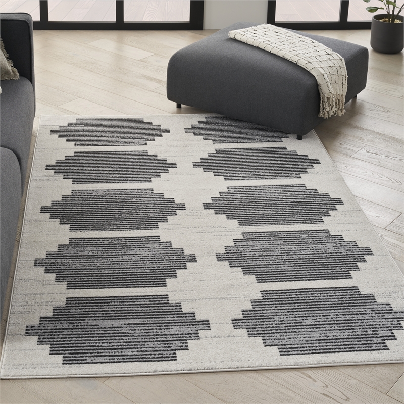 Nourison Modern Passion 6' x 9' Ivory/Grey Mid-Century Modern Indoor Rug