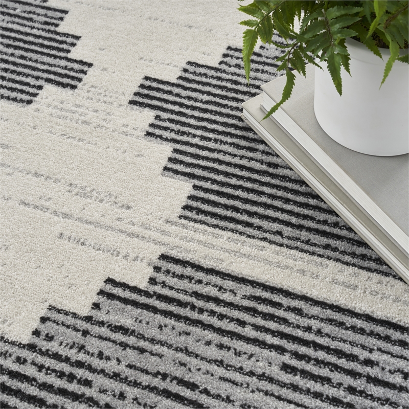 Nourison Modern Passion 6' x 9' Ivory/Grey Mid-Century Modern Indoor Rug
