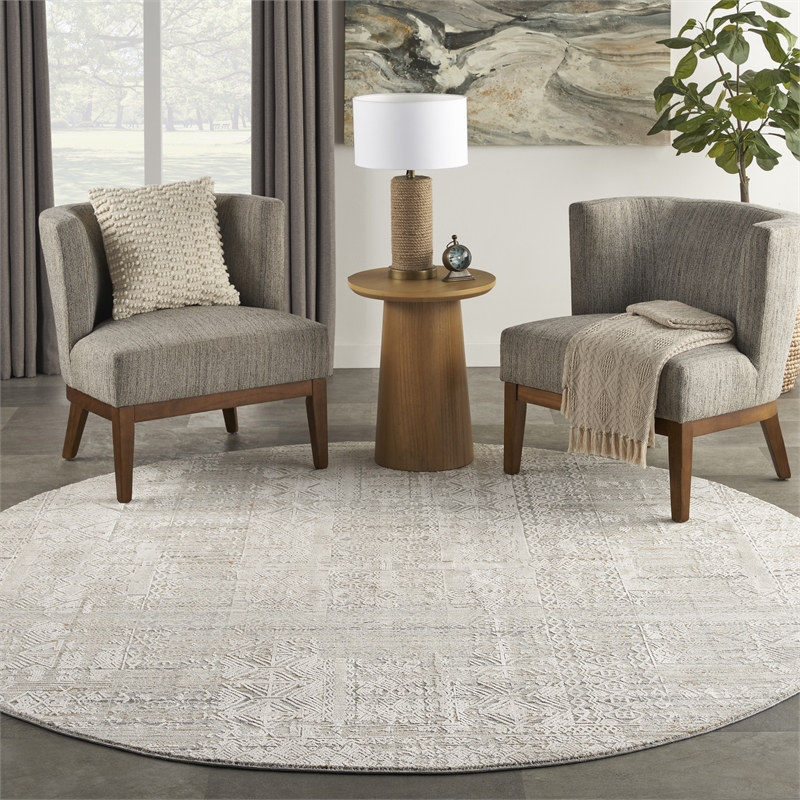 nourison nyle 7'10&quot x round ivory multicolor bohemian indoor rug