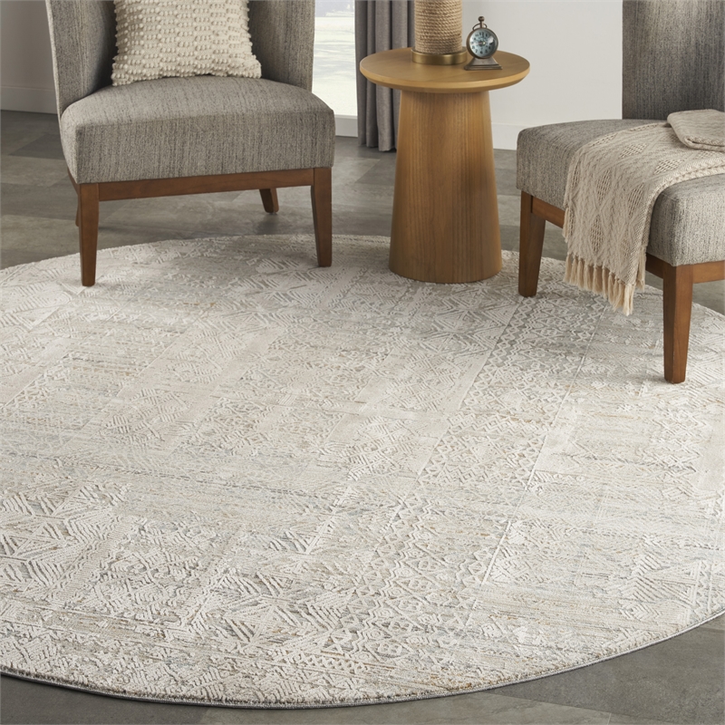 nourison nyle 7'10&quot x round ivory multicolor bohemian indoor rug