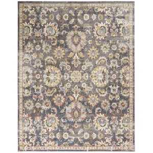 Nourison Juniper 108x144&quot Rectangle Transitional Fabric Area Rug in Charcoal