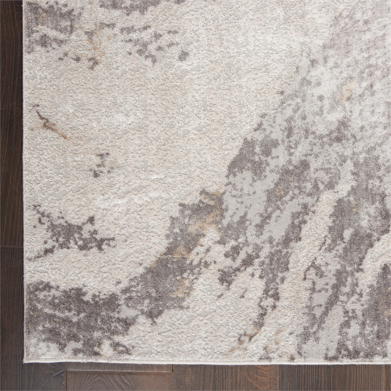 nourison sleek textures 111x153&quot rectangle fabric area rug in brown/ivory