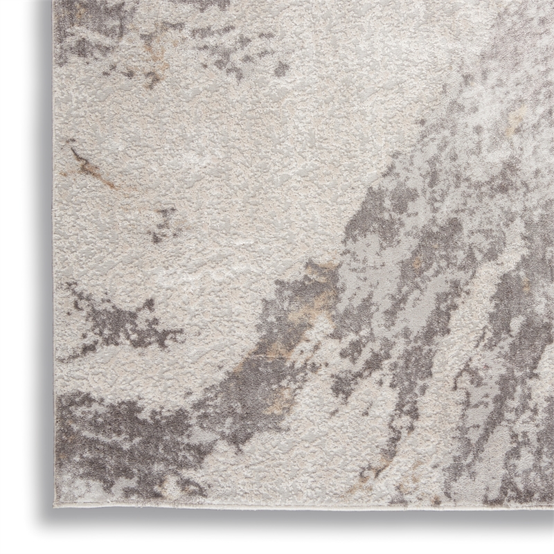 nourison sleek textures 111x153&quot rectangle fabric area rug in brown/ivory