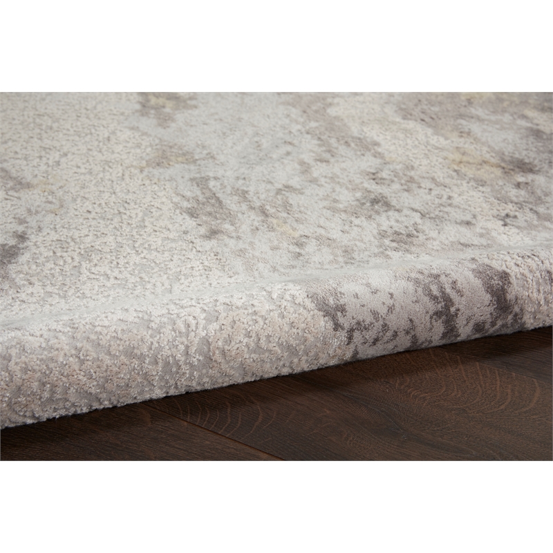 nourison sleek textures 111x153&quot rectangle fabric area rug in brown/ivory