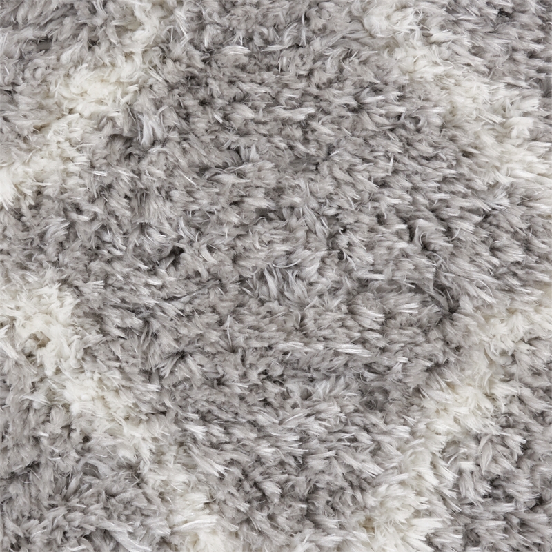 nourison ultra plush shag 108x144&quot rectangle fabric area rug in gray/ivory