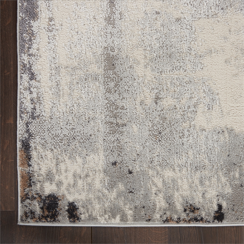 nourison elation 108x144&quot rectangle fabric area rug in gray/charcoal